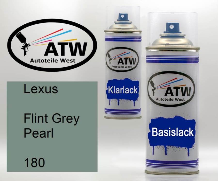 Lexus, Flint Grey Pearl, 180: 400ml Sprühdose + 400ml Klarlack - Set, von ATW Autoteile West.